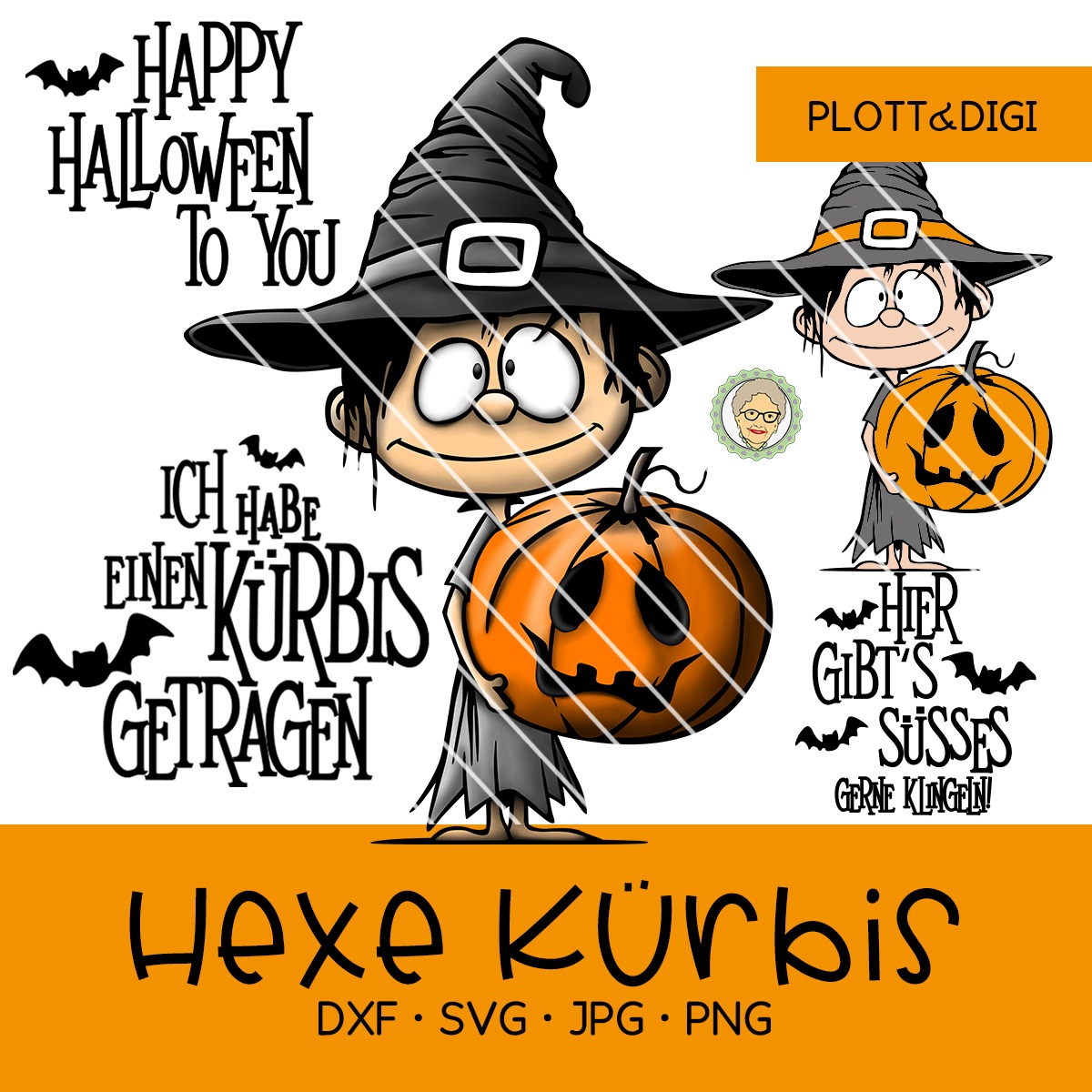 Plotterdatei & Digistamp Hexe Kürbis