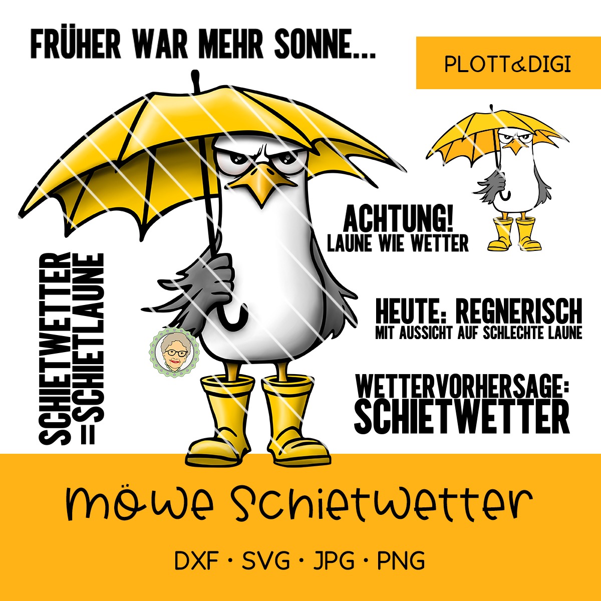Plotterdatei & Digistamp Möwe Schietwetter