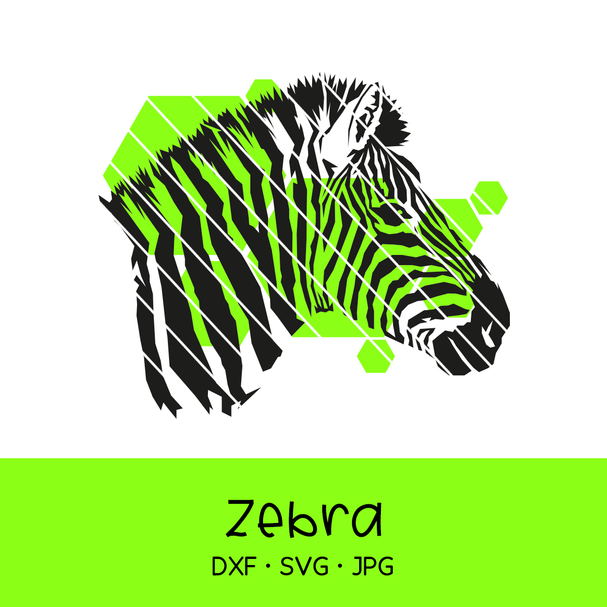 Plotterdatei realistisches Zebra mit Hexagons