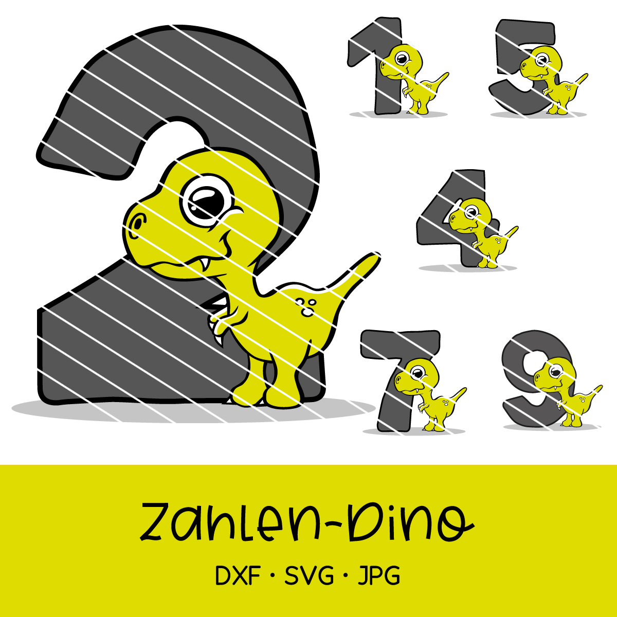 Plotterdatei Dino mit Zahlen 0-9 - für Geburtstagsshirt